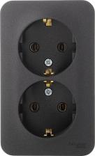 Розетка Systeme Electric Розетка Schneider Electric BLNRA010216 2-местная, ОП, 16А, 250В, с заземлением, антрацит