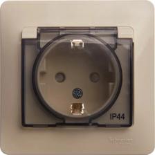Розетка Systeme Electric Розетка Schneider Electric Glossa GSL000248 1-местная, СП, 16А, крышка, в сборе, бежевая