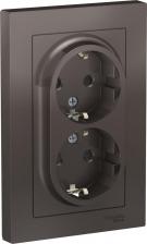 Розетка Systeme Electric Розетка SE AtlasDesign Мокко с/з двойная, со шторками, 16А, в сборе