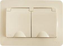 Розетка Systeme Electric Розетка SE Blanca внутр Бежевая 2-ая с/з IP44 со шторками, с крышками, 16А, 250В