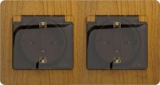 Розетка Systeme Electric Розетка SE Glossa Дуб 2-ая с/з, со шторками, в сборе, IP44