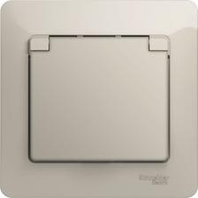 Розетка Systeme Electric Розетка SE Glossa Молочная с/з со шторками с крышкой IP20 (в сборе)