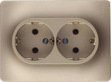 Розетка Systeme Electric Розетка SE Glossa Титан 2-я с/з (в сборе с рамкой)