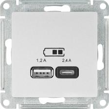 Розетка Systeme Electric SE AtlasDesign Алюминий USB A+С, 5В/2,4А, 2х5В/1,2А, механизм