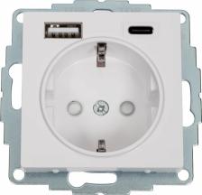 Розетка Systeme Electric SE AtlasDesign Белый Розетка 16А с USB A+C, мех