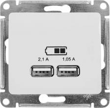 Розетка Systeme Electric SE Glossa Алюминий Розетка USB 5В/2,1А, 2х5В/1,05А