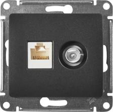 Розетка Systeme Electric SE Glossa Антрацит Розетка двойная TV + компьютерная RJ45, кат. 5Е