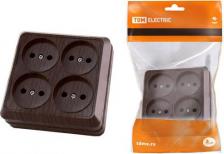 Розетка TDM Electric Розетка четырехместная 2П открытой установки IP20 10A бук "Ладога"