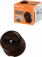 Розетка TDM Electric Розетка двойная компьютерная RJ45 коричневая Болонь, цена за 1 шт