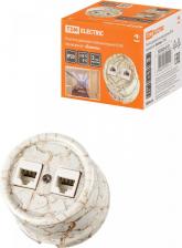 Розетка TDM Electric Розетка двойная компьютерная RJ45 мраморная Болонь, цена за 1 шт