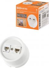 Розетка TDM Electric Розетка телефонная RJ11 + компьютерная RJ45 белая Болонь, цена за 1 шт