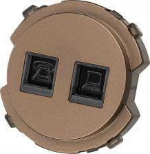 Розетка TDM Electric Розетка телефонная RJ11 + компьютерная RJ45 бронза, Байкал, цена за 1 шт