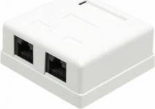 Розетка TWT LANMASTER Настенная розетка, 2 порта RJ-45 категории 6, STP, белая [TWT-SM2-4545/S6-WH]