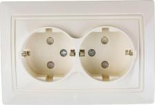 Розетка Универсал Двойная розетка Двухместная розетка с/з з/ш Севиль слоновая кость ivory Б-С0050