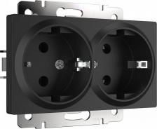 Розетка Werkel Розетка двойная с заземлением W1172008 (черный матовый)