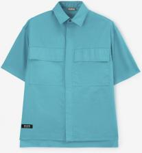 Рубашка для мальчика Gulliver Рубашка из поплина с отделкой модными металлическими люверсами голубая 4630057378607