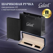 Ручка Galant Ручка шариковая "Black", корпус черный, ежедневник недатированный А5 черный, пакет, 880904