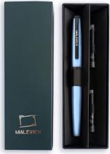 Ручка Малевичъ Ручка перьевая 196422 с конвертером и двумя картриджами, перо EF 0,4 мм, голубой