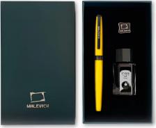 Ручка Малевичъ Ручка перьевая 196431 с конвертером, черными чернилами и значком, цедра лимона