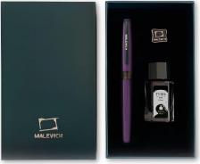 Ручка Малевичъ Ручка перьевая 196432 с конвертером, черными чернилами и значком, фиолетовый