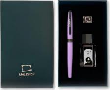 Ручка Малевичъ Ручка перьевая 196437 с конвертером, черными чернилами и значком, сиреневый