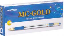 Ручка MunHwa Ручка шариковая MC Gold, узел 0.5 мм, резиновый грип, чернила голубые