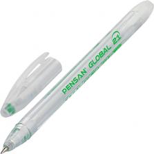 Ручка Pensan Ручка шариковая масляная "Global-21", ЗЕЛЕНАЯ, корпус прозрачный, узел 0,5 мм, линия письма 0,3 мм, 2221, 2221/12
