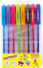 Ручка Юнландия Ручки шариковые масляные, НАБОР 8 шт., "STAR", узел 0,7 мм, линия письма 0,35 мм, 143011