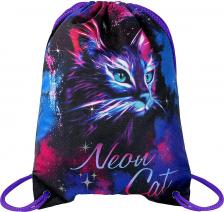 Рюкзак Brauberg Мешок для обуви, карман, подкладка, светоотражайка, 43 х 33 см, "Neon cat"