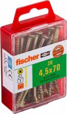 Саморез/шуруп Fischer Шуруп для дерева fpf-sz 4,5x70 yzp, жёлт. цинк, 20 шт. 653961 находит своё применение во многих отраслях монтажных работ. Чаще всего саморез