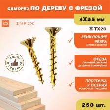 Саморез/шуруп Infix Саморез 60033 для дерева, 4x35 мм, 250 шт