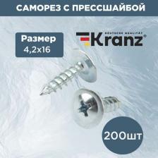 Саморез/шуруп Kranz Саморез с прессшайбой ПШС острый 4,2х16, короб, цена за 1 упак