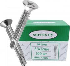 Саморез/шуруп Sorrex Оцинкованный саморез по стандарту DIN 7504 P - шуруп с потайной головкой и крестообразным шлицом Philips и буром на конце. Используется 4673721639475