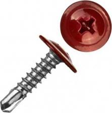 Саморез/шуруп Virtuoz Саморезы-сверло Саморезы 4,2х13 мм полусферическая головка с прессшайбой, сверло, RAL3005, 50 шт 29355