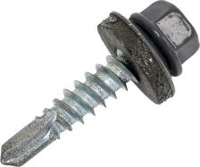 Саморез/шуруп Зитар Кровельный саморез 5,5х25, RAL 7024, серый графит, окрашенный по каталогу цвет RAL. Окраске подвергается только головка и верхняя часть шайбы.Шляпка