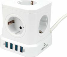 Сетевой фильтр Cablexpert Сетевой фильтр Tower 5 Sockets 4хUSB 2m White TWR-5-U4-W-2