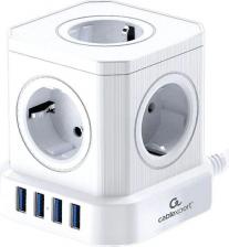 Сетевой фильтр Cablexpert Сетевой фильтр Tower на 5 розеток 3 метра + 4 USB (TWR-5-U4-W-3)