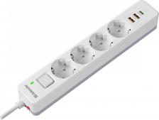 Сетевой фильтр Defender Сетевой фильтр DFS 143 3.0 м 4 розеток белый USB + TypeC 99434