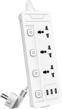 Сетевой фильтр Deli Сетевой фильтр универсальный ET410/ 3розетки + 3USB, 2 м