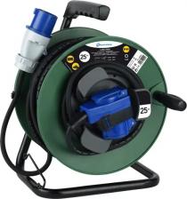 Сетевой фильтр Electraline Удлинитель на катушке 2 розетки с заземлением 3х1.5 мм 25 м цвет черный