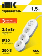 Сетевой фильтр ИЭК Удлинитель 3х1.5м с заземл. 16А IP20 Uno У03В 2P+PE 250В 3х1.5 WYP53-16-03-D15-ZK 04606056816389