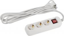 Сетевой фильтр Intro Удлинитель электрический UES350W с заземлением, с выключателем, 3 розетки, 5 м, ПВС 3x0,75мм2, 10А Б0056946
