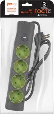 Сетевой фильтр Jazzway Удлинители бытовые с заземлением и выключателем / ET-04-300G удлинитель бытовой с выключателем, цена за 1 шт
