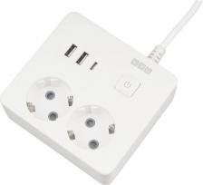 Сетевой фильтр Power Cube Удлинитель 2 розетки + USB 1.9 м с заземлением и выключателем 4660308300026