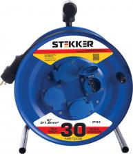 Сетевой фильтр Stekker Удлинитель на катушке 4-местный с/з, 30м, серия Professional, синий, PRF02-31-30, цена за 1 шт