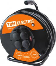 Сетевой фильтр TDM Electric SQ1301-0171 Удлинитель силовой УХз16-004 метал. катушка, А3, 4 места IP44 40м КГ 3х2,5