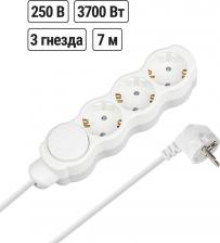 Сетевой фильтр TDM Electric Удлинитель бытовой Люкс с выкл., 3 гнезда, 7 м, с/з, с з/ш, ПВС 3х1,5 мм2, 16 А, 250 В, 3700 Вт У1-23221, цена за 1 шт