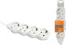 Сетевой фильтр TDM Electric Удлинитель бытовой Люкс УЛ04 4 гнезда, 7м, с/з, с з/ш, ПВС 3х1мм2 16А/250В бело-серый, цена за 1 шт