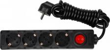 Сетевой фильтр Uniel Удлинитель S-GCD4-3B, 4 розетки, 3 м, Black