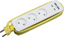 Сетевой фильтр Uniel Удлинители бытовые S-CT3-1,8UC WHITE/GREEN, цена за 1 шт